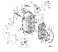 Блок цилиндров 2-Х ТАКТНОГО ПЛМ MERCURY 60 Серийный номер от 9973100 до 0P016999